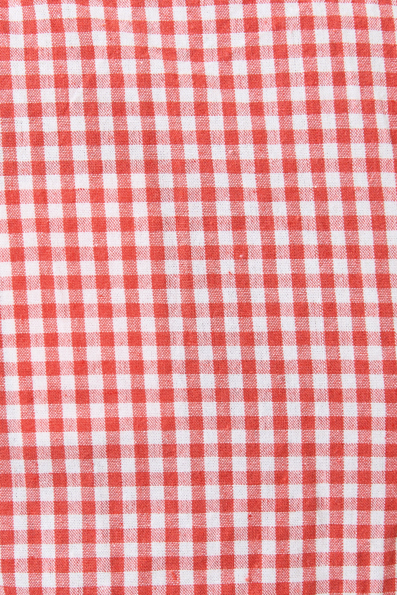 Unity Gingham Ric Rac Trim V-Neck Midi Dress - Red