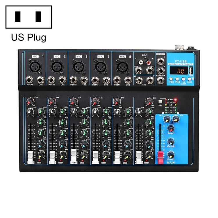 F7 Home 7-channel Bluetooth USB Reverb Mixer, US Plug, F7 US Plug