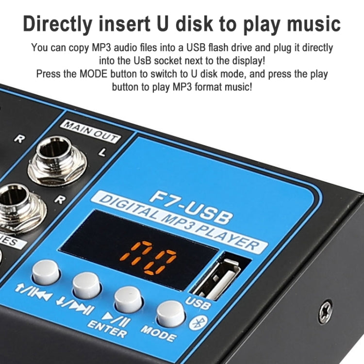 F7 Home 7-channel Bluetooth USB Reverb Mixer, US Plug, F7 US Plug