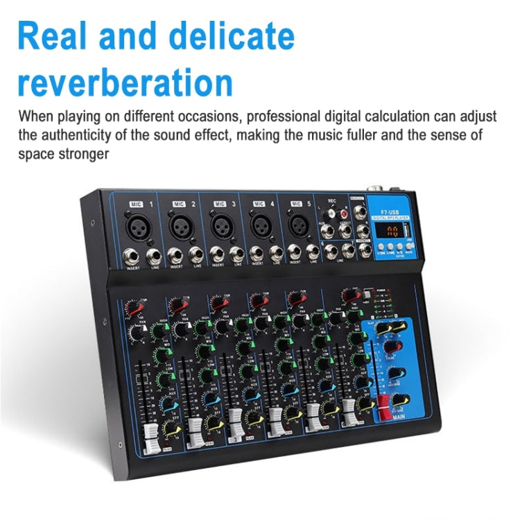 F7 Home 7-channel Bluetooth USB Reverb Mixer, US Plug, F7 US Plug