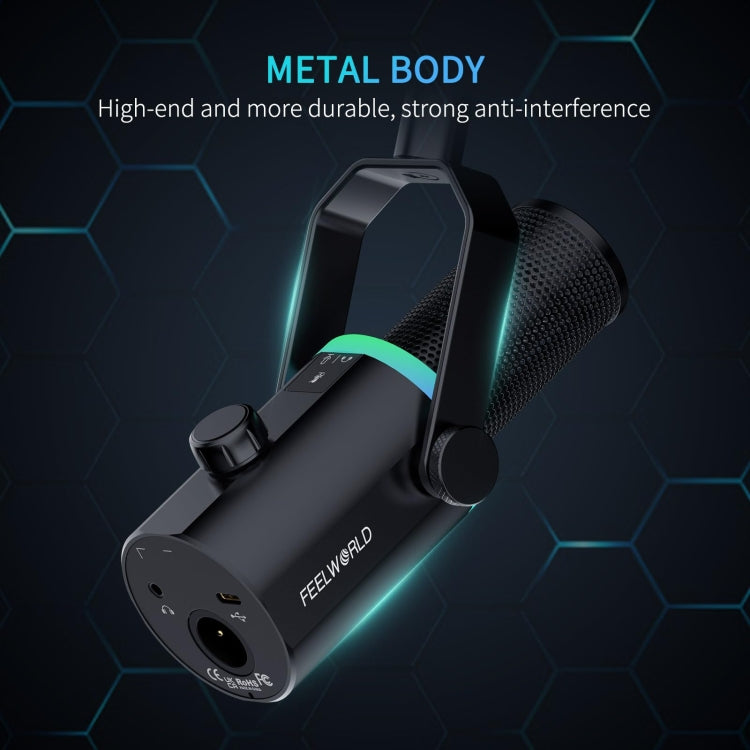FEELWORLD PM1-XS XLR/USB Dynamic Microphone for Podcasting Recording Gaming Live Streaming (Black)