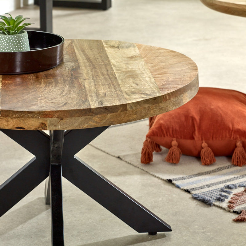 Merlin Mango Wooden Round Coffee Table Spider Legs