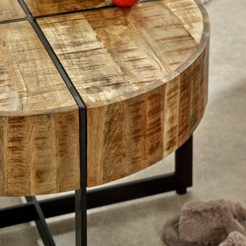 Merlin Mango Wooden Coffee Table With Metal Legs