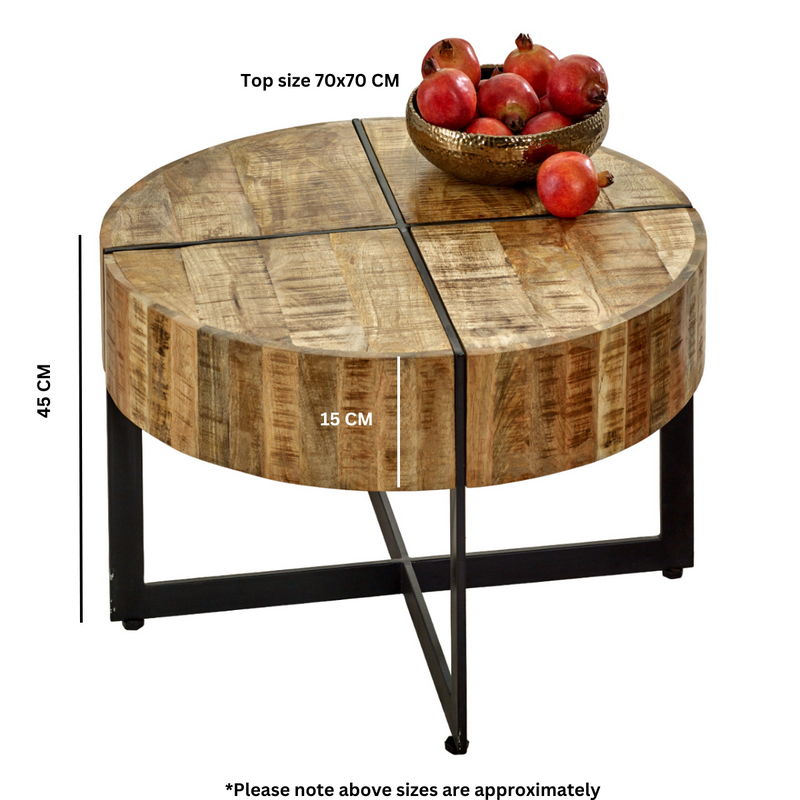 Merlin Mango Wooden Coffee Table With Metal Legs