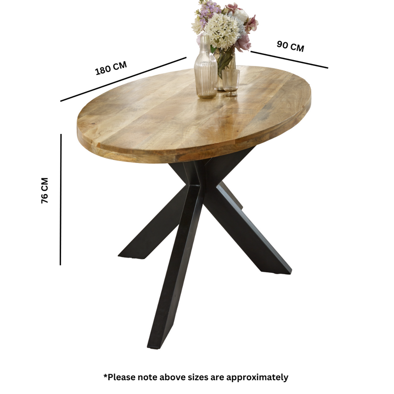 Merlin Mango Wooden 6 8 Seater Oval Dining Table