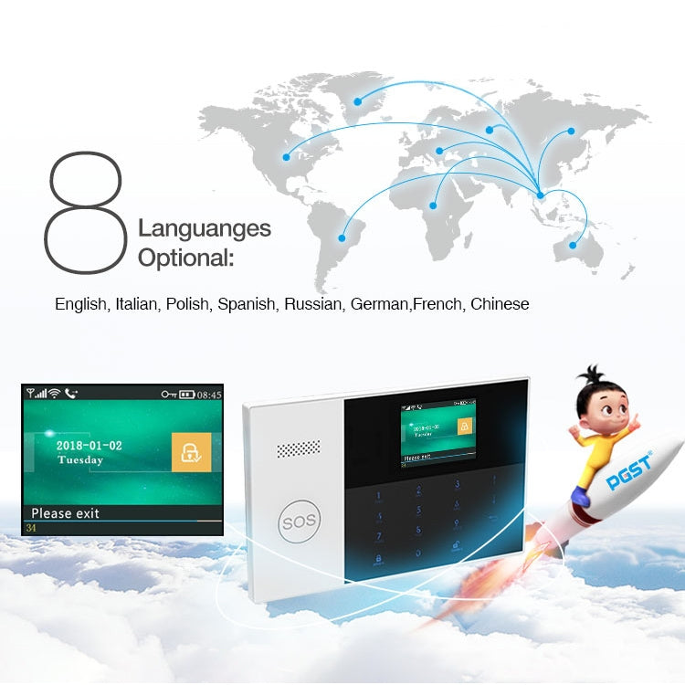 PG-105-GSM GSM/GPRS + WiFi Intelligent Alarm System with Touch Keypad & LCD Screen & RFID Function, EU Version, PG-105-GSM(EU Version)