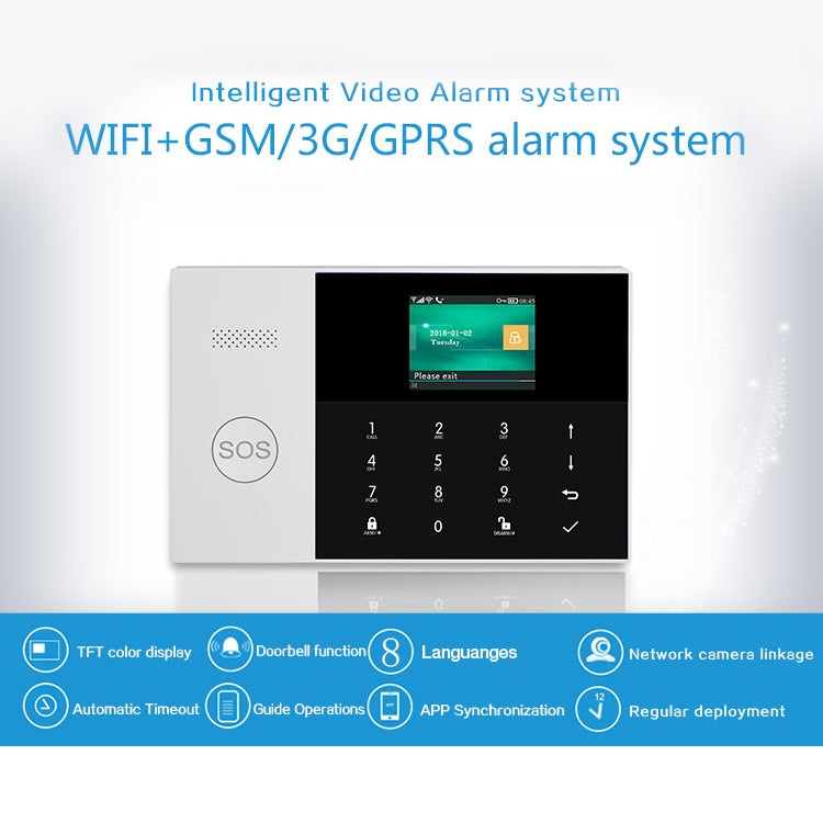 PG-105-GSM GSM/GPRS + WiFi Intelligent Alarm System with Touch Keypad & LCD Screen & RFID Function, EU Version, PG-105-GSM(EU Version)