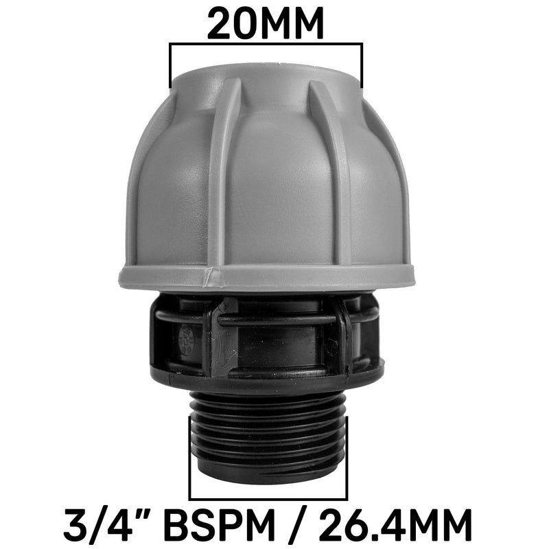 IBC 2” S60X6 Cap with 20mm MDPE Straight