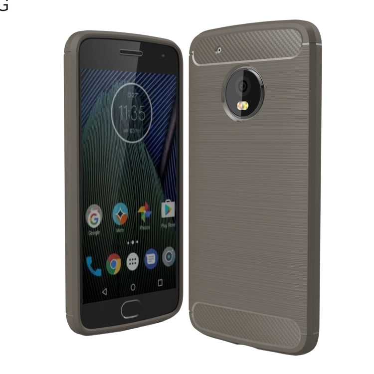 For Motorola Moto G5 Plus Brushed Carbon Fiber Texture Shockproof TPU Protective Cover Case, For Moto G5 Plus