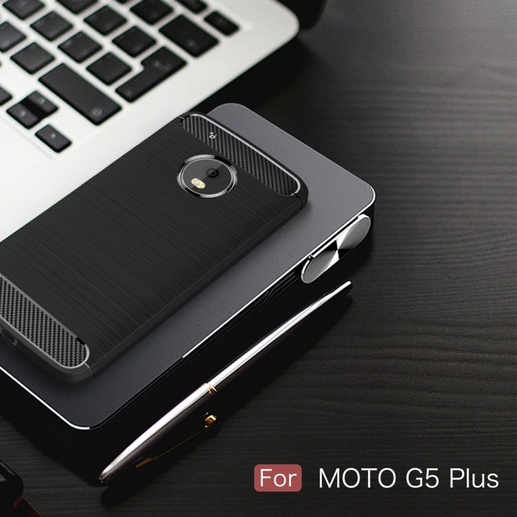 For Motorola Moto G5 Plus Brushed Carbon Fiber Texture Shockproof TPU Protective Cover Case, For Moto G5 Plus