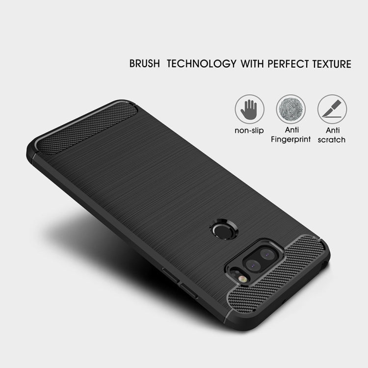 For LG V30 Brushed Texture Carbon Fiber Shockproof TPU Rugged Armor Protective Case, For LG V30