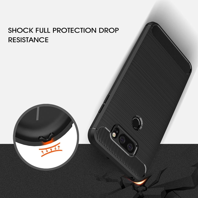 For LG V30 Brushed Texture Carbon Fiber Shockproof TPU Rugged Armor Protective Case, For LG V30