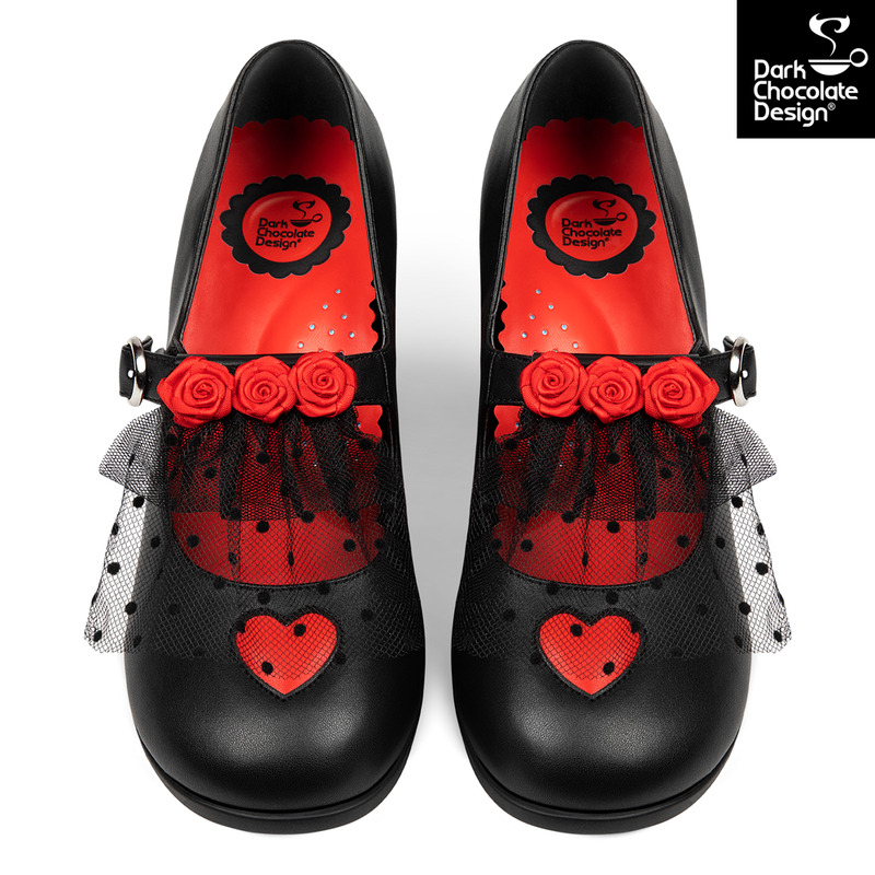 Chocolaticas® Melancholy - Gothic Rose & Lace Mid Heels