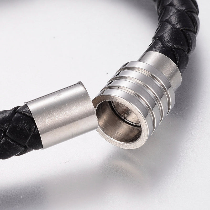 Men's Nautical Black Leather Bracelet