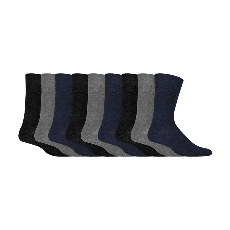 9 Pairs  NON ELASTIC Cotton Mens Socks with Loose Top - Ideal for Diabetic