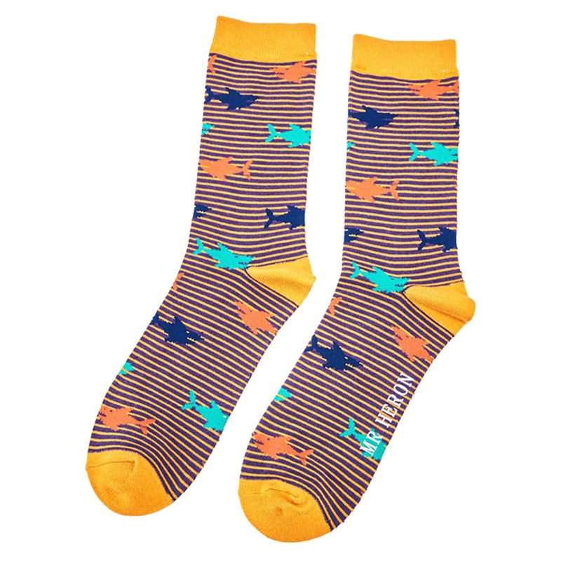 1 Pack Mens Novelty Purple Shark Bamboo Socks