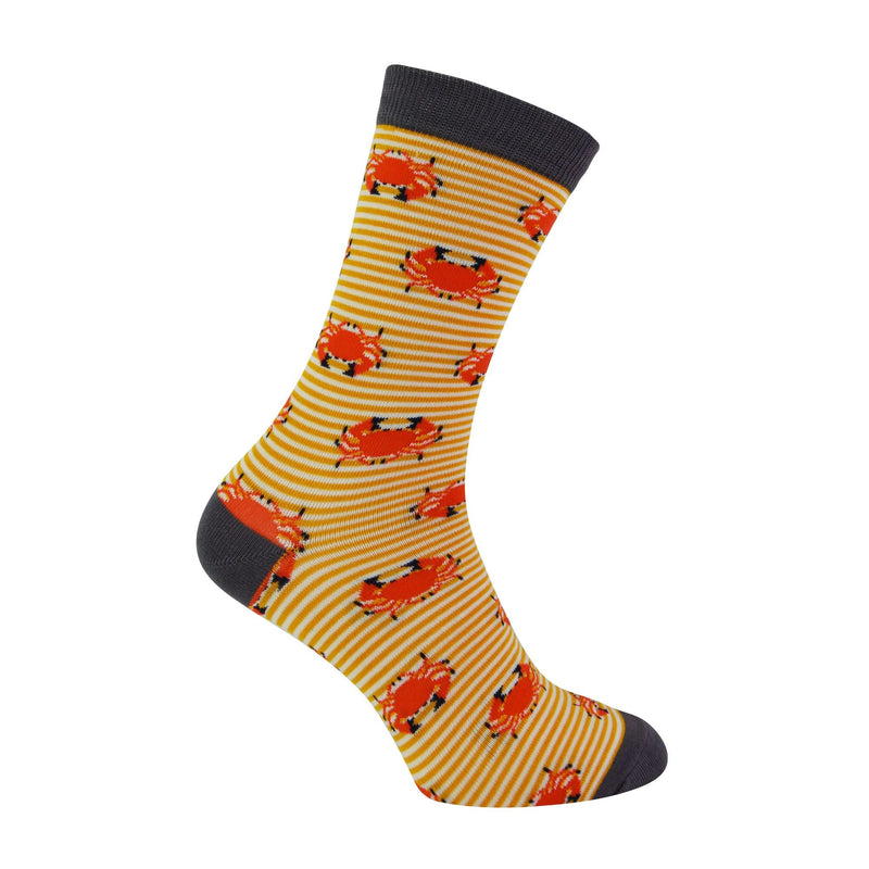 1 Pack Mens Novelty Mustard Crabs Bamboo Socks
