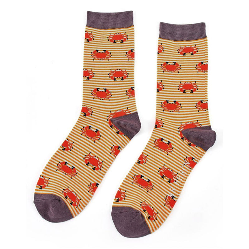 1 Pack Mens Novelty Mustard Crabs Bamboo Socks