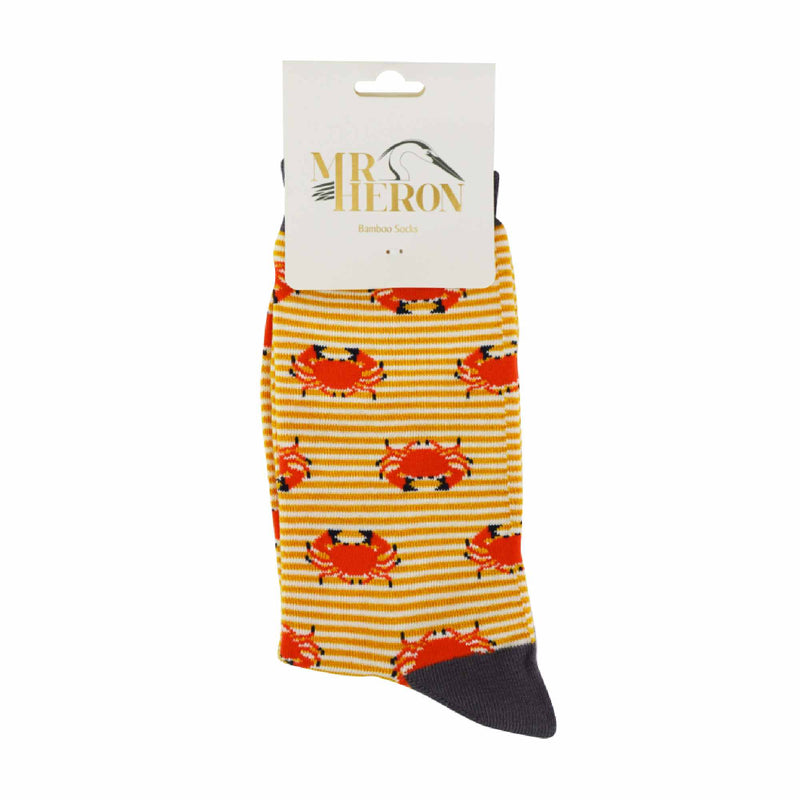 1 Pack Mens Novelty Mustard Crabs Bamboo Socks