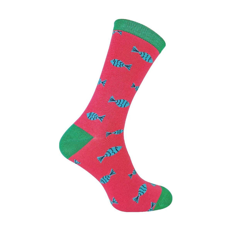 1 Pack Mens Novelty Red Fish Bamboo Socks