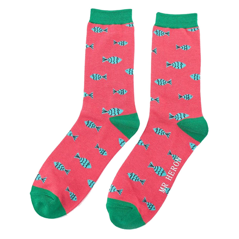 1 Pack Mens Novelty Red Fish Bamboo Socks