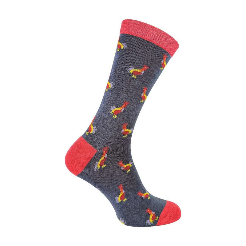 1 Pack Mens Novelty Charcoal Rooster Bamboo Socks