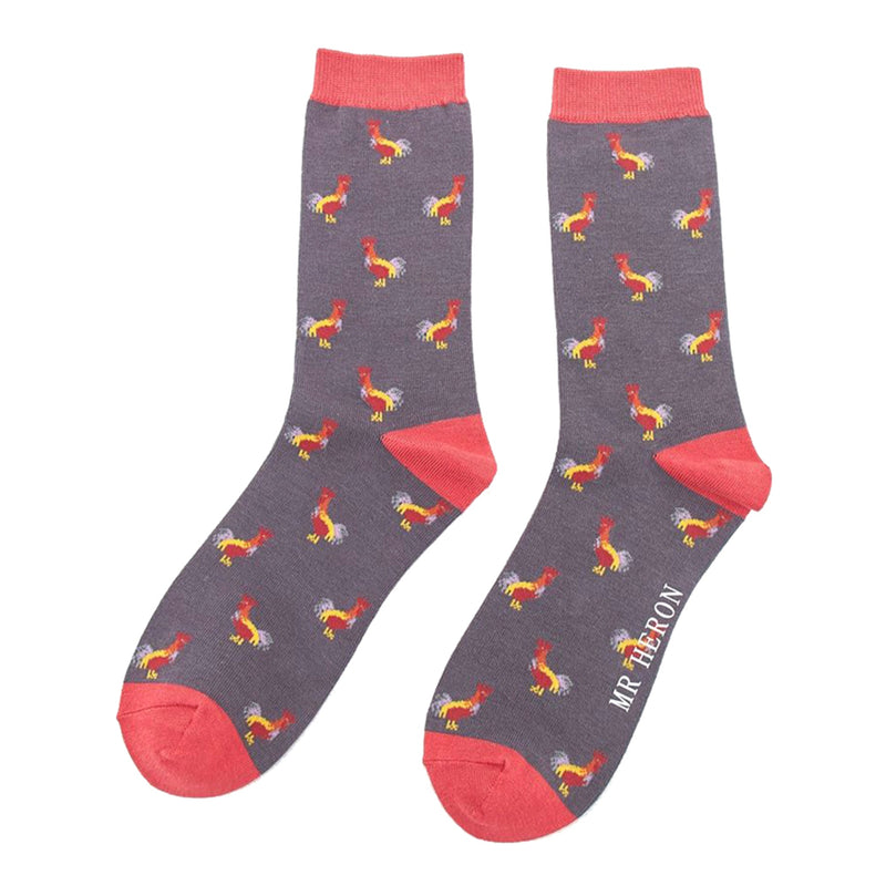 1 Pack Mens Novelty Charcoal Rooster Bamboo Socks