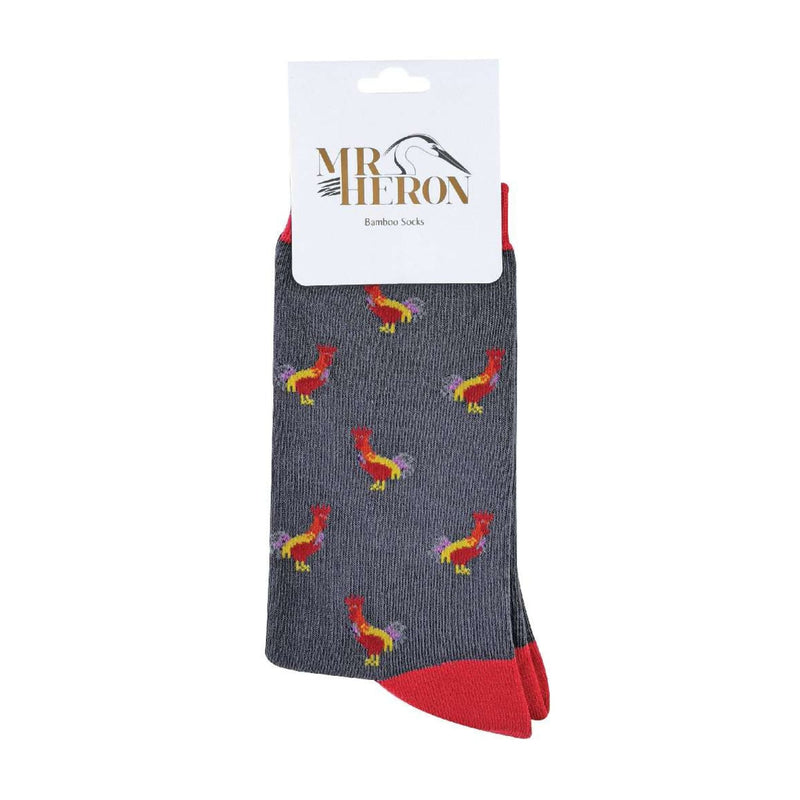 1 Pack Mens Novelty Charcoal Rooster Bamboo Socks