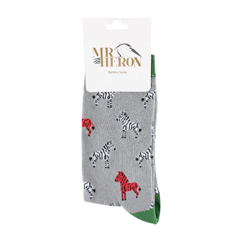 1 Pack Mens Novelty Grey Zebra Bamboo Socks