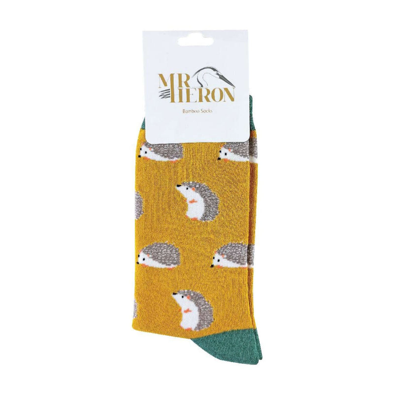 1 Pack Mens Novelty Mustard Hedgehog Bamboo Socks