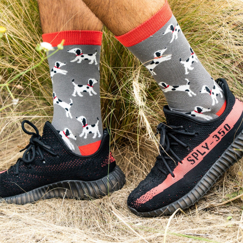 1 Pack Mens Novelty Orange Sausage Dog Bamboo Socks