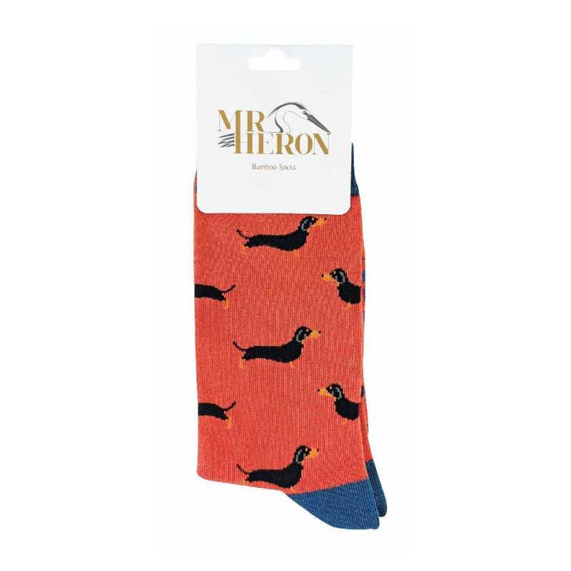 1 Pack Mens Novelty Orange Sausage Dog Bamboo Socks