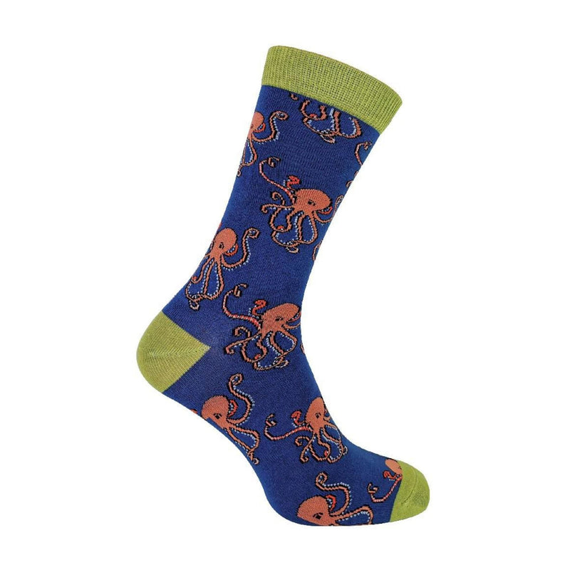 1 Pack Mens Novelty Navy Octopus Bamboo Socks