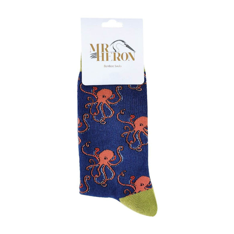 1 Pack Mens Novelty Navy Octopus Bamboo Socks