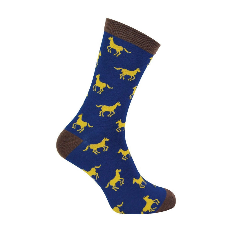 1 Pack Mens Novelty Navy Horse Bamboo Socks