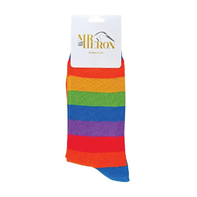 1 Pack Mens Novelty Rainbow Striped Bamboo Socks