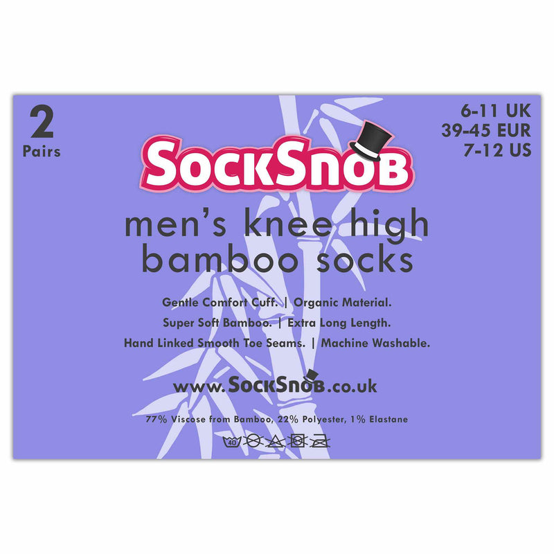 2 Pack Mens Extra Long Knee High Breathable Bamboo Socks