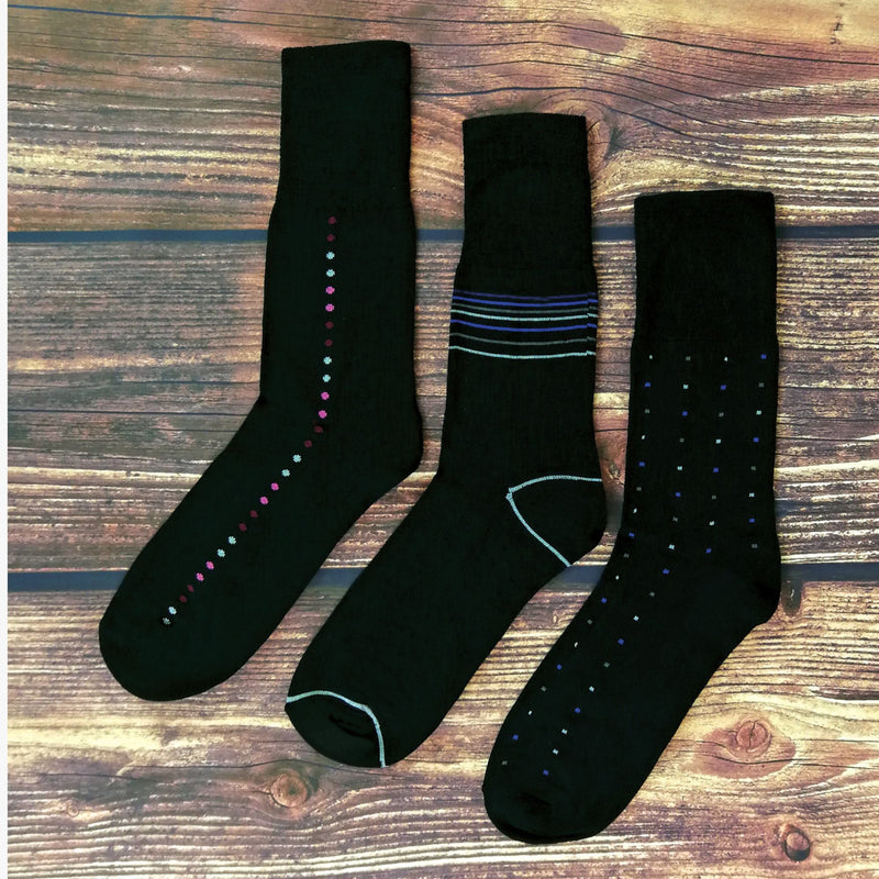 3 Pack Mens Antibacterial Anti Sweat Bamboo Socks With Non Elastic Top