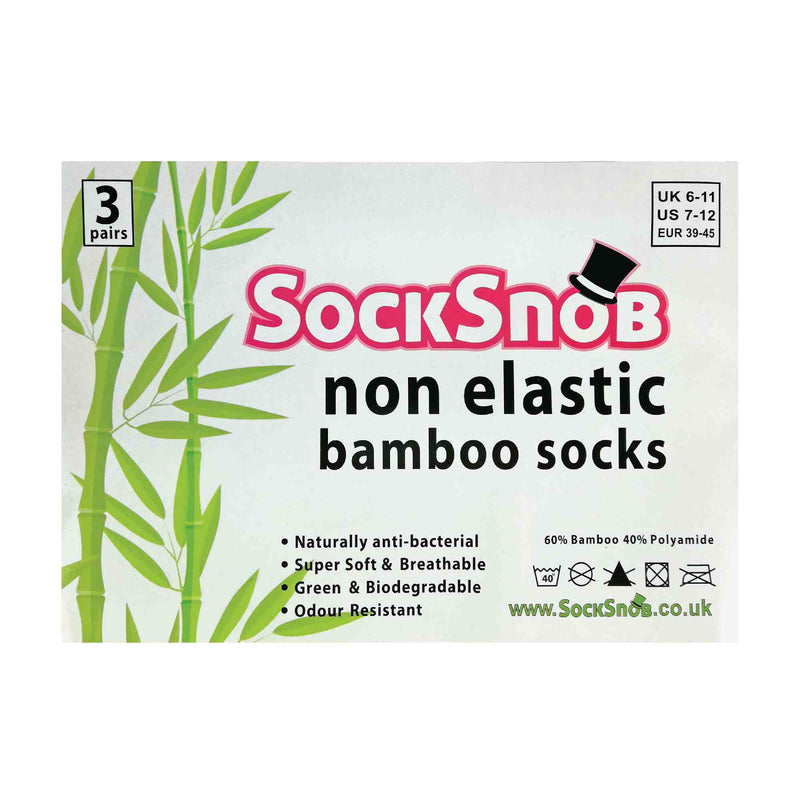 3 Pack Mens Antibacterial Anti Sweat Bamboo Socks With Non Elastic Top