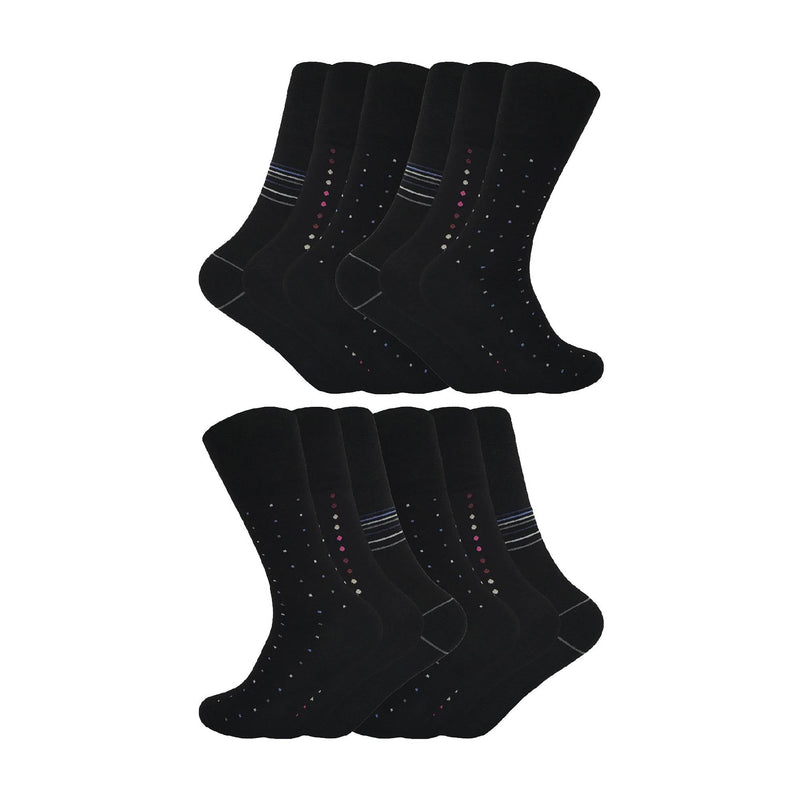 12 Pair Mens Loose Fitting Soft Top Bamboo Diabetic Friendly Socks