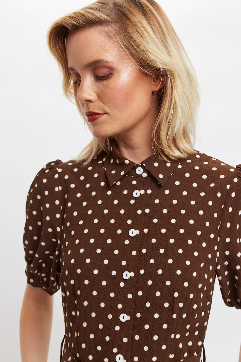 Louche Mollie Pretty Woman Print Midi Shirt Dress