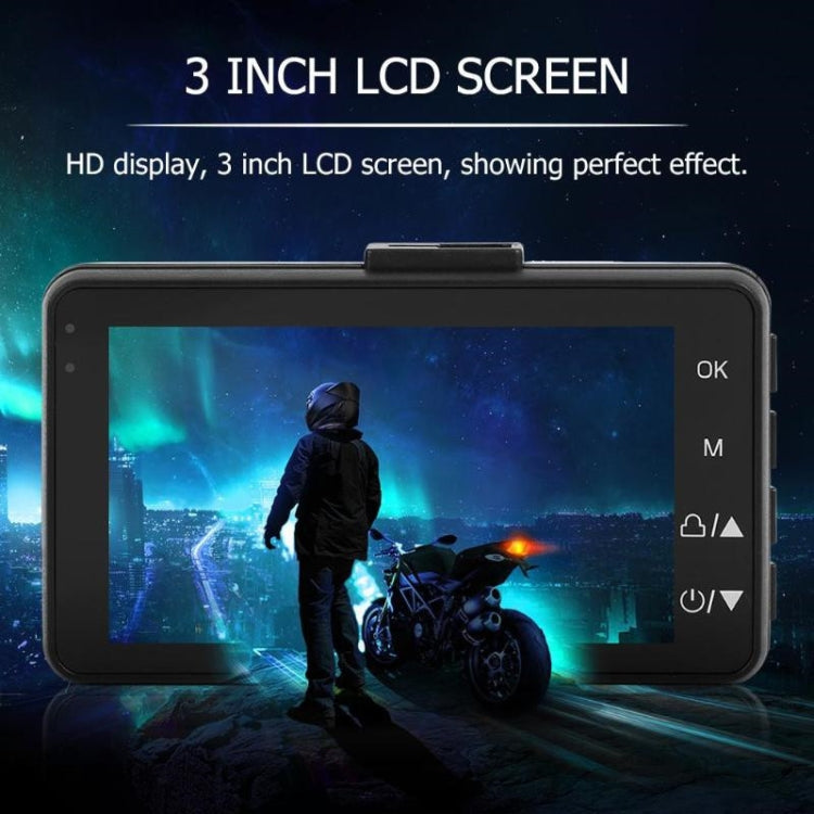 MT-80 3.0 inch 140 Degrees Wide Angle HD Video Motorcycle Dual  Camera DVR, Support TF Card (32GB Max), MT-80