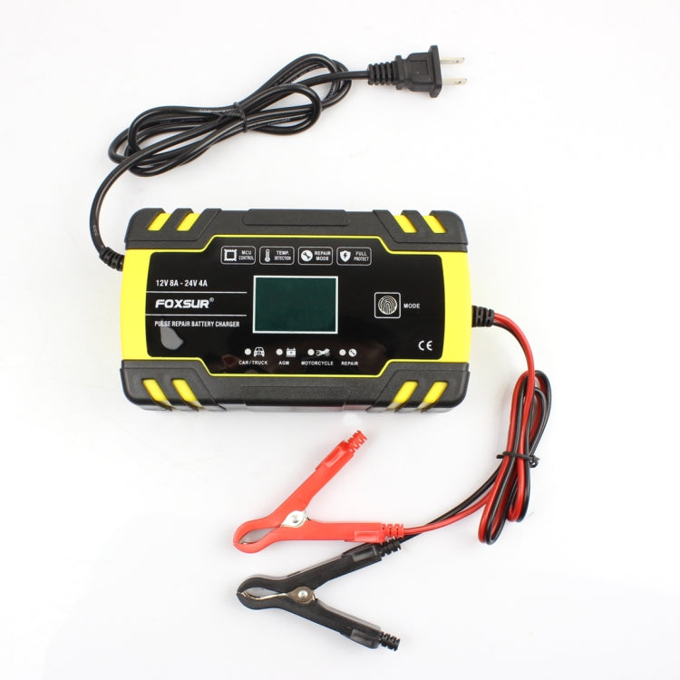 FOXSUR 12V-24V Car Motorcycle Truck Repair Battery Charger AGM Charger, EU Plug, US Plug, EU Plug, UK Plug