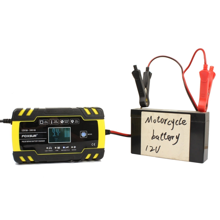 FOXSUR 12V-24V Car Motorcycle Truck Repair Battery Charger AGM Charger, EU Plug, US Plug, EU Plug, UK Plug