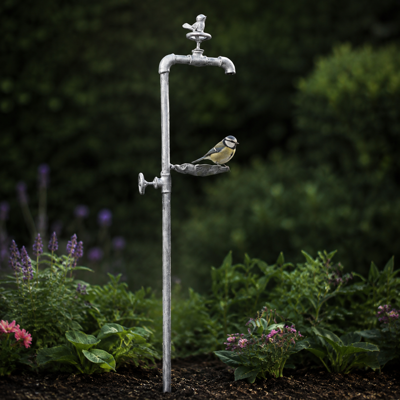 Rustic Bird Bath and Feeder Freestanding Garden Stake 92cm