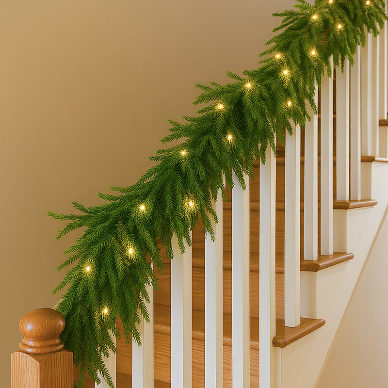 280cm LED Pine Christmas Garland with 50 Warm White LED Lights