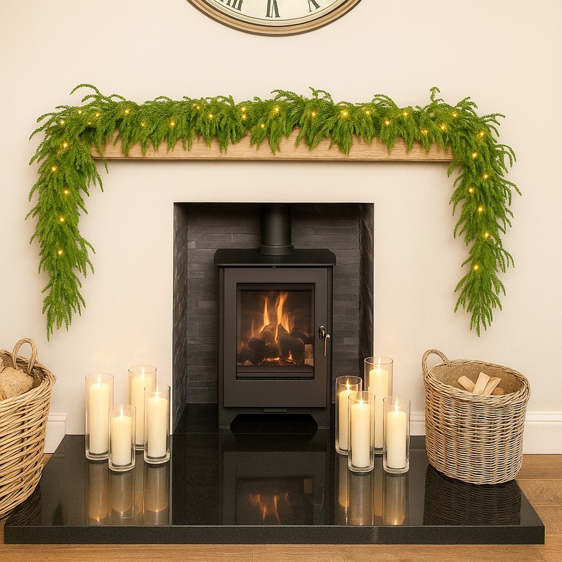 280cm LED Pine Christmas Garland with 50 Warm White LED Lights