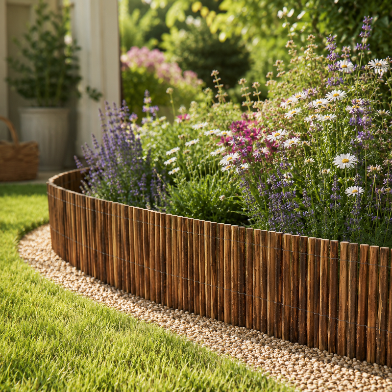 Large Natural Willow Garden Edging Roll