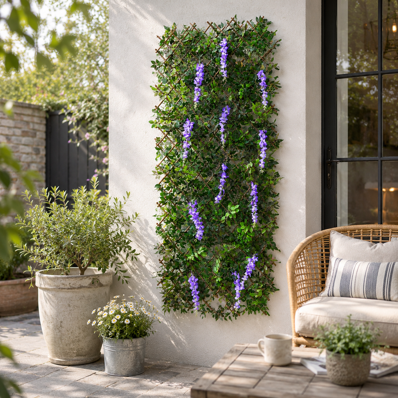 Extendable Purple Wisteria Trellis Garden Decoration