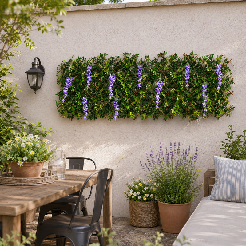 Extendable Purple Wisteria Trellis Garden Decoration